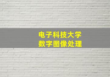 电子科技大学 数字图像处理